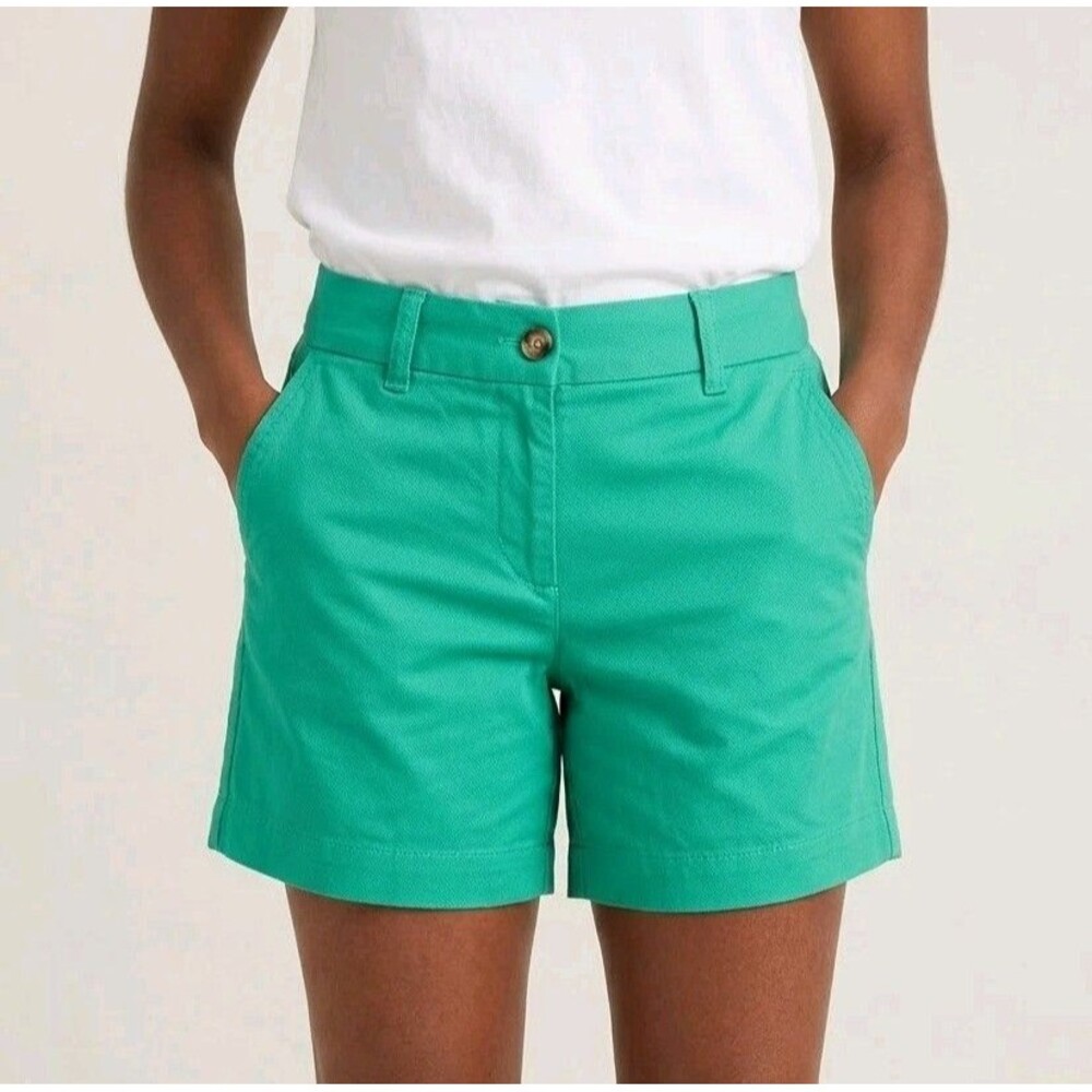 J.Crew Shorts Sz 0 Green Cotton Chino Stretch City Mid Rise Preppy Dopamine